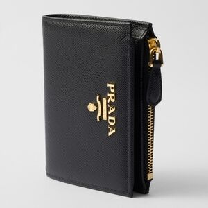 Prada Black Wallet with Gold Logo 1ML023